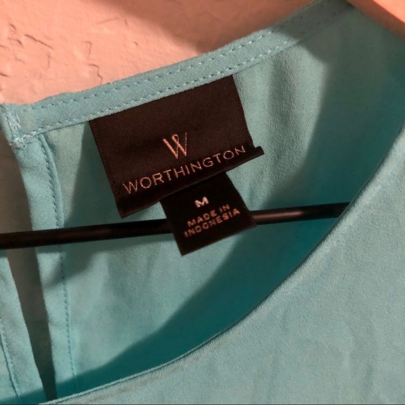 Worthington Egg Blue Round Neck Medium Blouse - Picture 5 of 5
